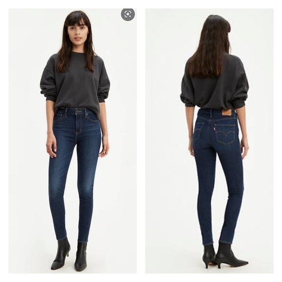 NWT LEVI'S Premium Denim 721 High Rise Skinny Jeans Dark Wash Size 24 - Picture 1 of 7